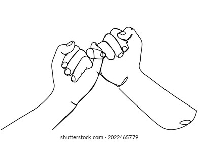 Continuous lines Happy couple or friendship holding hands forever, love concept

