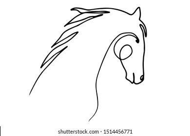 Continuous lines horse lines simple design style hand drawn vector illustration