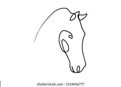 Continuous lines horse lines simple design style hand drawn vector illustration