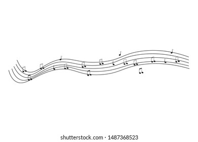 Continuous lines, instrumental lines, simple style music, hand-drawn vector illustrations