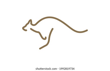 continuous lines kangaroo jump logo vector icon illustration design