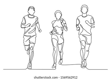 Continuous lines, running exercises
Marathon, sports, health, style, design, hand-drawn vector illustration.