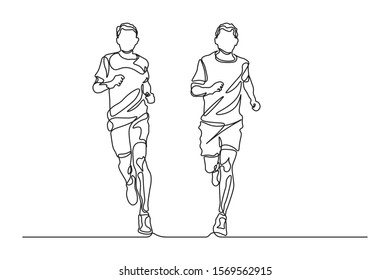 Continuous lines, running exercises
Marathon, sports, health, style, design, hand-drawn vector illustration.