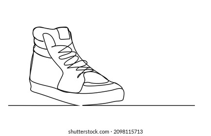 Continuous lines, shoes, sports shoes in a minimalist style. traveler concept