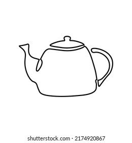 Continuous lines, singing kettles, kitchen equipment
vector illustration hand drawn one line