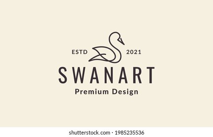 continuous lines swan swim logo symbol vector icon illustration graphic design