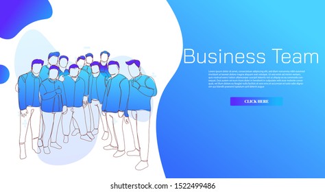 Continuous lines, teamwork, business concepts
internet advertising. Influencer marketing, social media or network promotion, SMM banner, landing page, flyer.