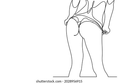 Líneas continuas. Da la vuelta y burro. Las caderas elásticas. Muchacha. Largas piernas. Chica sobre tacones. Figura deportiva. Modelo de fitness.
