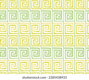 Continuous lines turning back on themselves, repeating.Repeating Mid-Century Wallpaper Pattern | Seamless 60s Mod Design | Geometric Retro Print yellow, green.