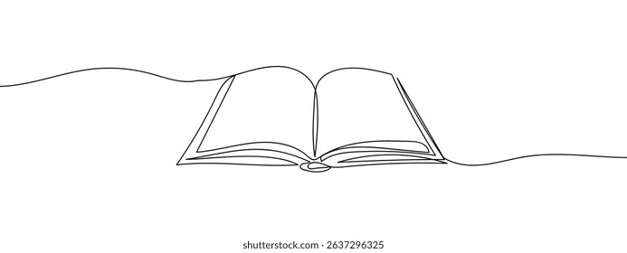 Continuous lines, unfolded book Line Art Vector Transparent Background.