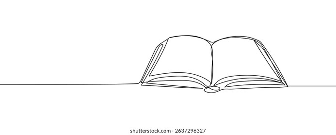 Continuous lines, unfolded book Line Art Vector Transparent Background.