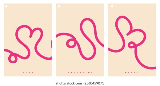 Continuous Lines Valentine Heart Love Shape Design. Vector illustration