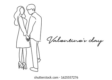 Continuous lines Valentine lovers Hand drawn vector illustration