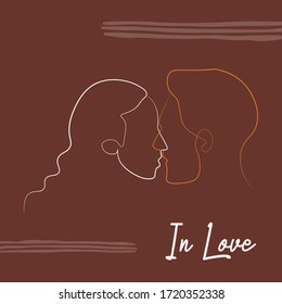 Continuous lines Valentine lovers Hand drawn vector illustration