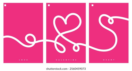 Continuous Lines Valentine Pink Posters Illustration Design.