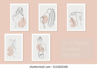 continuous lines women love yourself take care of yourself simple hand painted one line illustration