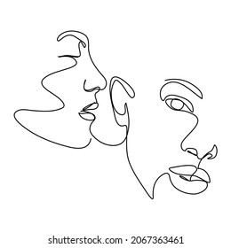 continuous lines of young beauty faces