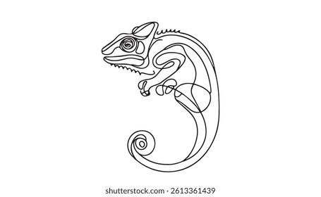 continuous Lizard line art drawing style. Lizard hand drawn vector illustration. Minimalist black linear sketch isolated on white background.