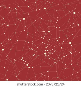 Continuous mesh vector background with lines and dots in nodes. Decorative seamless pattern.	
