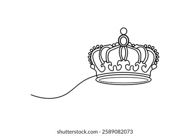 Continuous minimalist crown sketch simple black outline  monochrome crown illustration minimalist royalty symbol design 