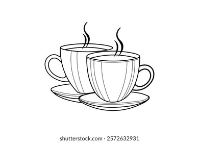 Continuous Minimalist line drawing of Coffee Cup design illustration 