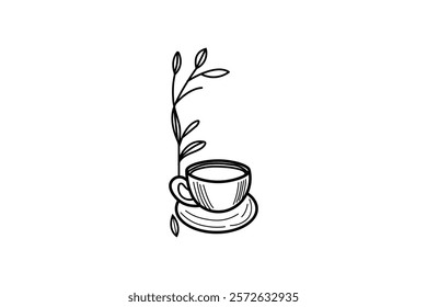 Continuous Minimalist line drawing of Coffee Cup design illustration 