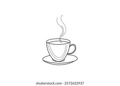 Continuous Minimalist line drawing of Coffee Cup design illustration 