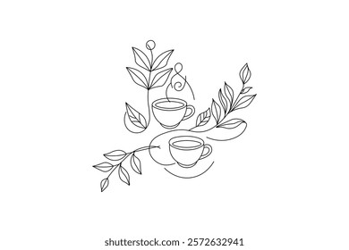 Continuous Minimalist line drawing of Coffee Cup design illustration 