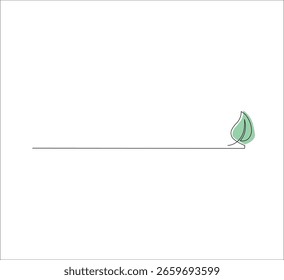 "Dibujo continuo minimalista de una línea de hojas - Diseño de arte botánico moderno, ilustración editable para hojas verdes