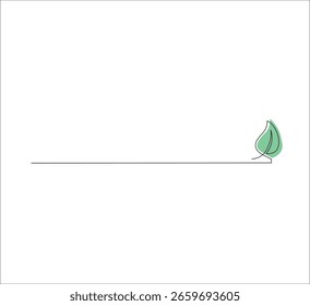 "Continuous minimalist One Line Leaf Drawing - Modern Botanical Art Design, ilustração editável para folha verde