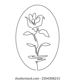 continuous mono line drawing of abstract flower