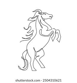 continuous mono line drawing of abstract stallion or horse