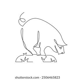 continuous mono line drawing of abstract pig