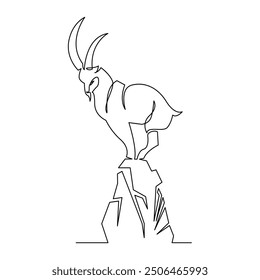 continuous mono line drawing of abstract mountain goat
