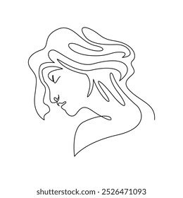 continuous mono line drawing of abstract woman