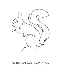 continuous mono line drawing of abstract squirrel