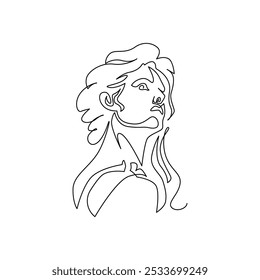 continuous mono line drawing of abstract ancient lady
