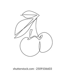 Dibujo de línea mono continuo de cereza