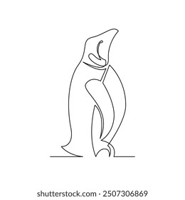 durchgehende Monolinienzeichnung des Pinguins