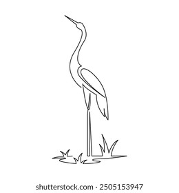 continuous mono line drawing of simple stork
