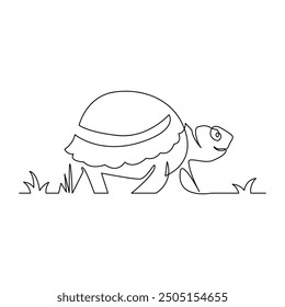 continuous mono line drawing of simple turtle