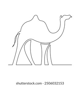continuous mono line drawing of simple camel