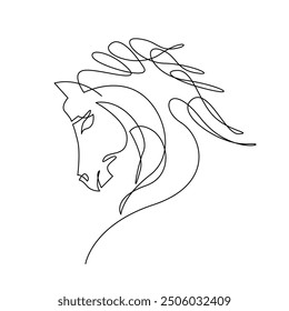 Dibujo de línea mono continuo de cabeza de caballo simple
