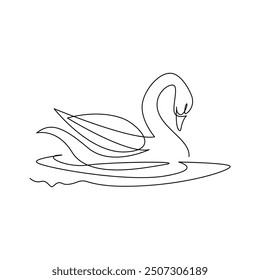 continuous mono line drawing of swan