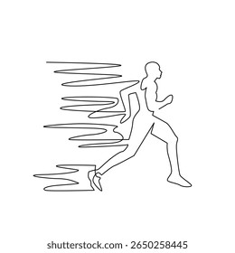 continuous monoline drawing of running man
