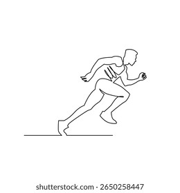 continuous monoline drawing of running man