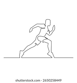 continuous monoline drawing of running man