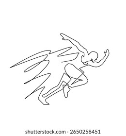 continuous monoline drawing of running man