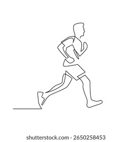 continuous monoline drawing of running man