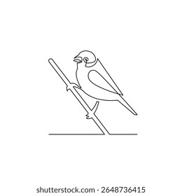 continuous monoline drawing of simple bird
